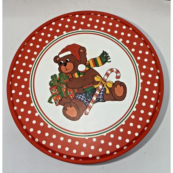Vintage Decorative Christmas Teddy BearNesting Tins Canisters Set of 3 1980s - Picture 5 of 16